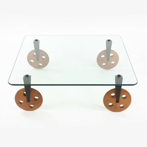 SOLD 1980s Gae Aulenti Tavolo con Ruote Postmodern Glass Coffee Table by Fontana Arte