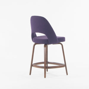 2021 Eero Saarinen Knoll Executive Counter Stool w/ Walnut Base in Purple Boucle