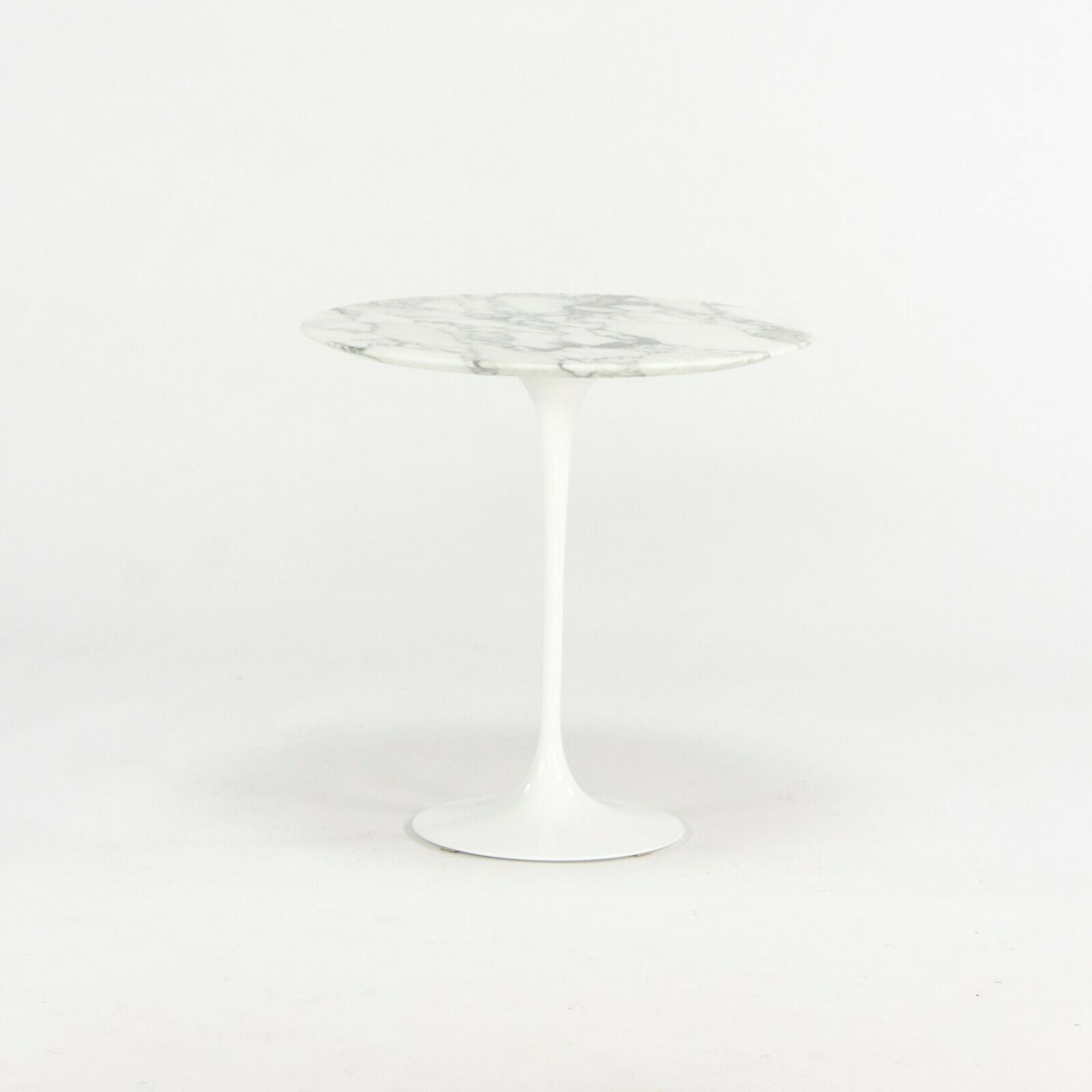 SOLD 2019 Eero Saarinen for Knoll Tulip 20 inch Round Side Table in Satin Arabescato