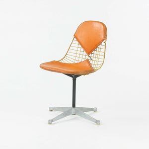 C. 1961 Set of 6 Herman Miller Eames Orange Bikini Pad Swivel PKC2 Dining Chairs