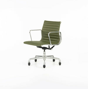 SOLD 2010s Herman Miller Eames Aluminum Group Management Desk Chair in Green Leather