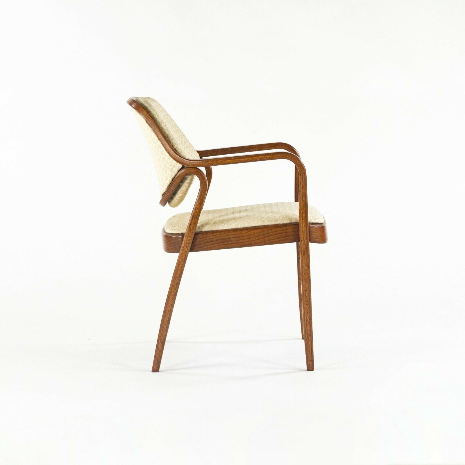1980s Pair of Don Petitt for Knoll 1105 Bentwood Armchair in Oak with Tan Fabric