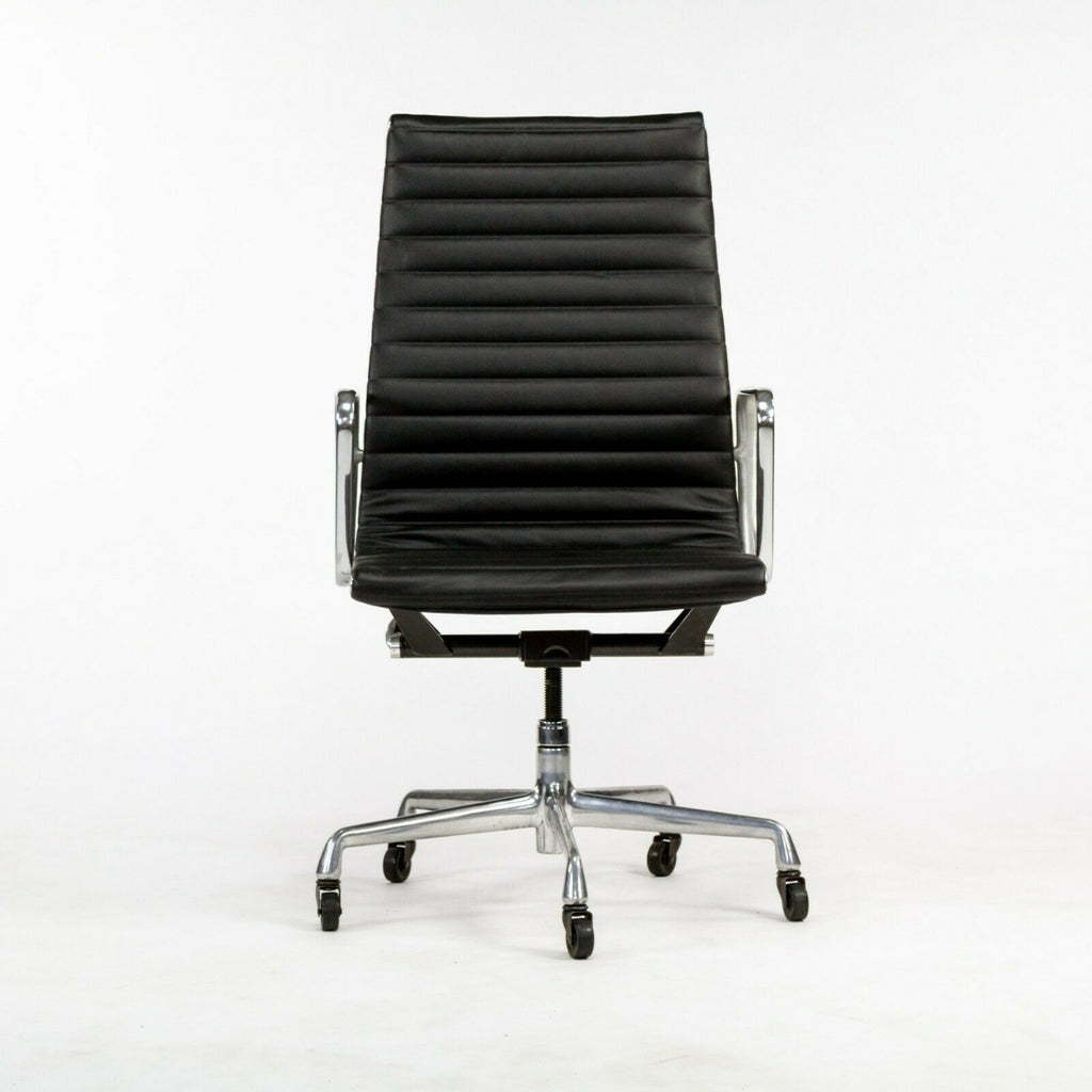 SOLD 2010s Herman Miller Eames Aluminum Group Executive Desk Chair in Black Leather