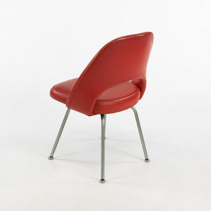 1963 Pair of Eero Saarinen for Knoll Red Vinyl Armless Executive Dining Chairs