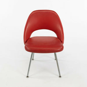 1963 Pair of Eero Saarinen for Knoll Red Vinyl Armless Executive Dining Chairs