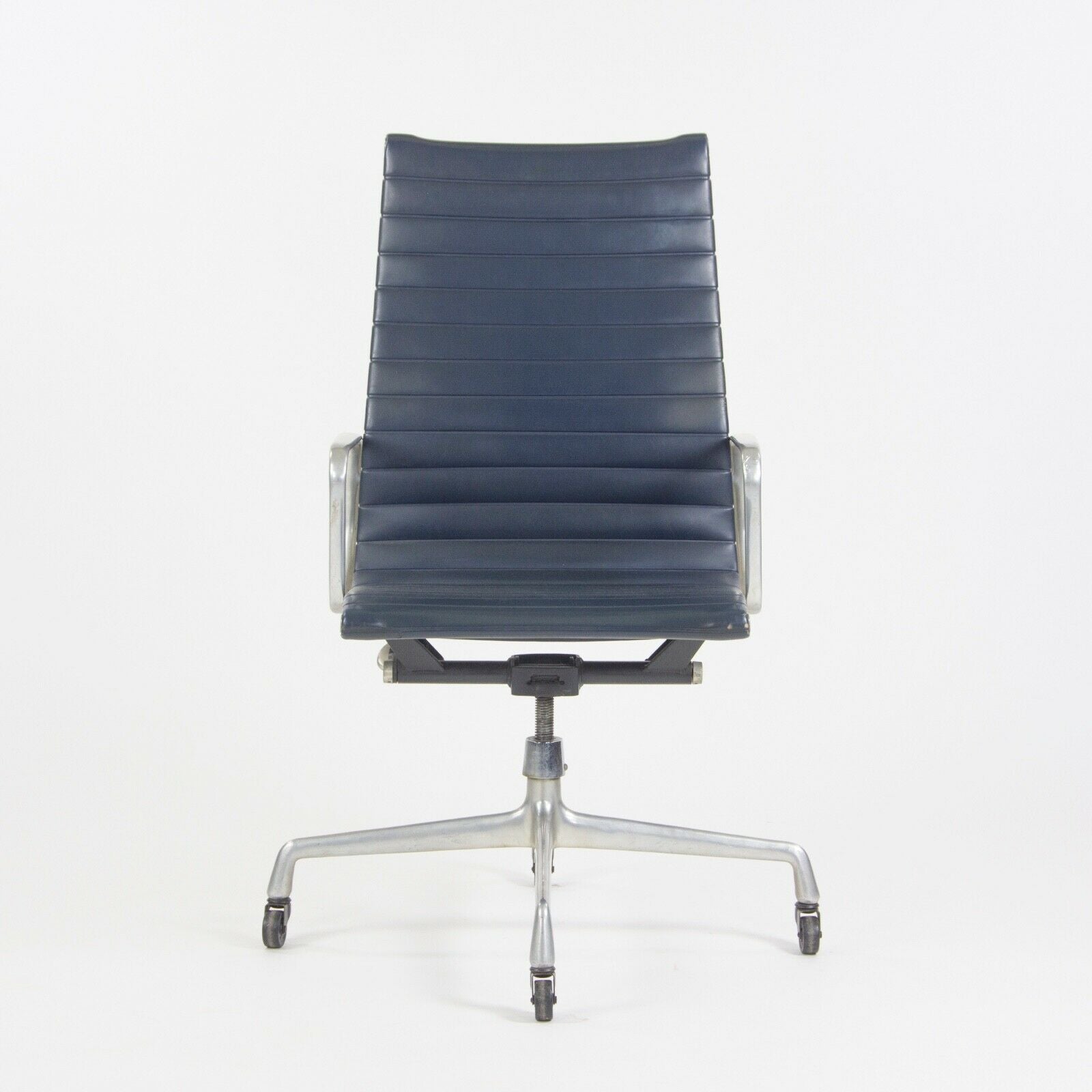 SOLD 1970s Navy Blue Eames Herman Miller Tall Aluminum Group Executive Desk Chair