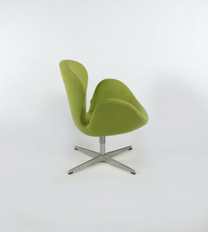 SOLD 2007 Arne Jacobsen Swan Chair by Fritz Hansen with Light Green Fabric Upholstery