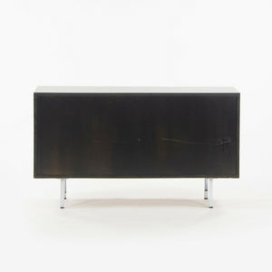 SOLD 1981 Florence Knoll 48in Black Sliding Door Cabinet Credenza with Leather Pulls