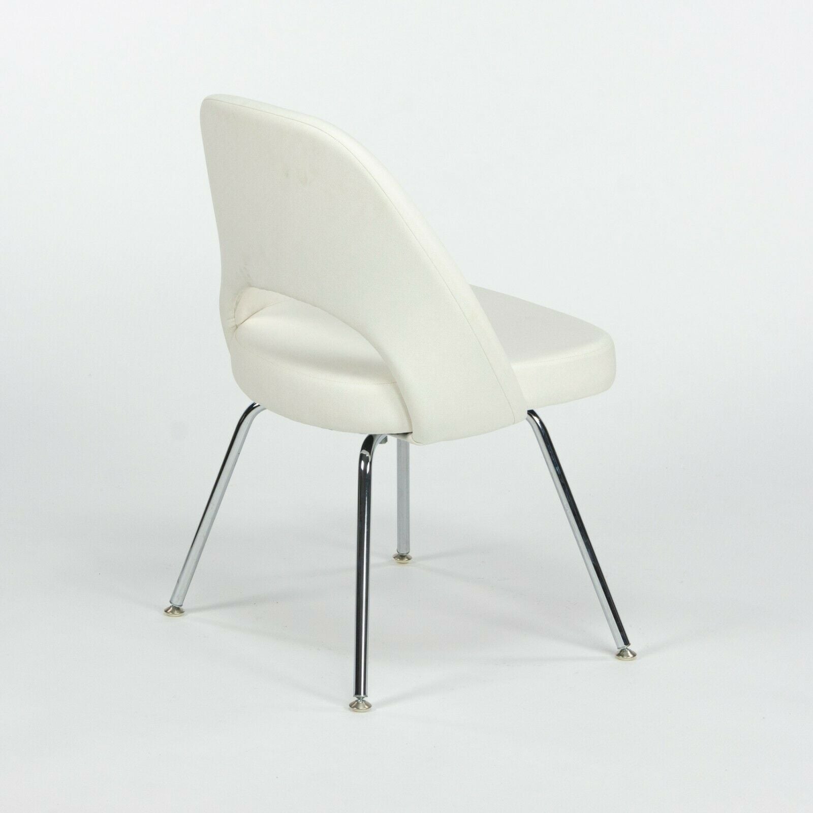 SOLD Eero Saarinen Knoll 2020 White Leather Executive Side Chair with Chrome Legs 2x Available