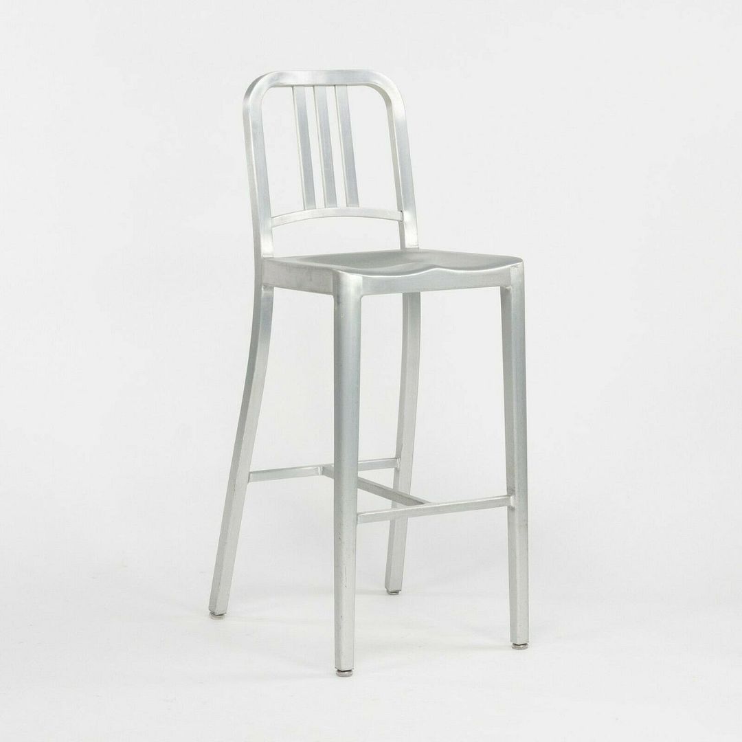 2010s Navy Bar Stool 1006 by Emeco in Brushed Aluminum 12+ Available
