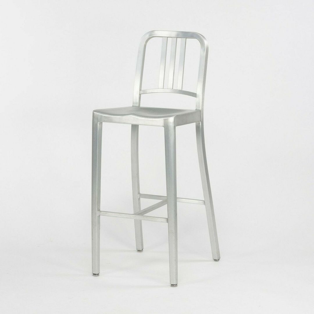 2010s Navy Bar Stool 1006 by Emeco in Brushed Aluminum 12+ Available