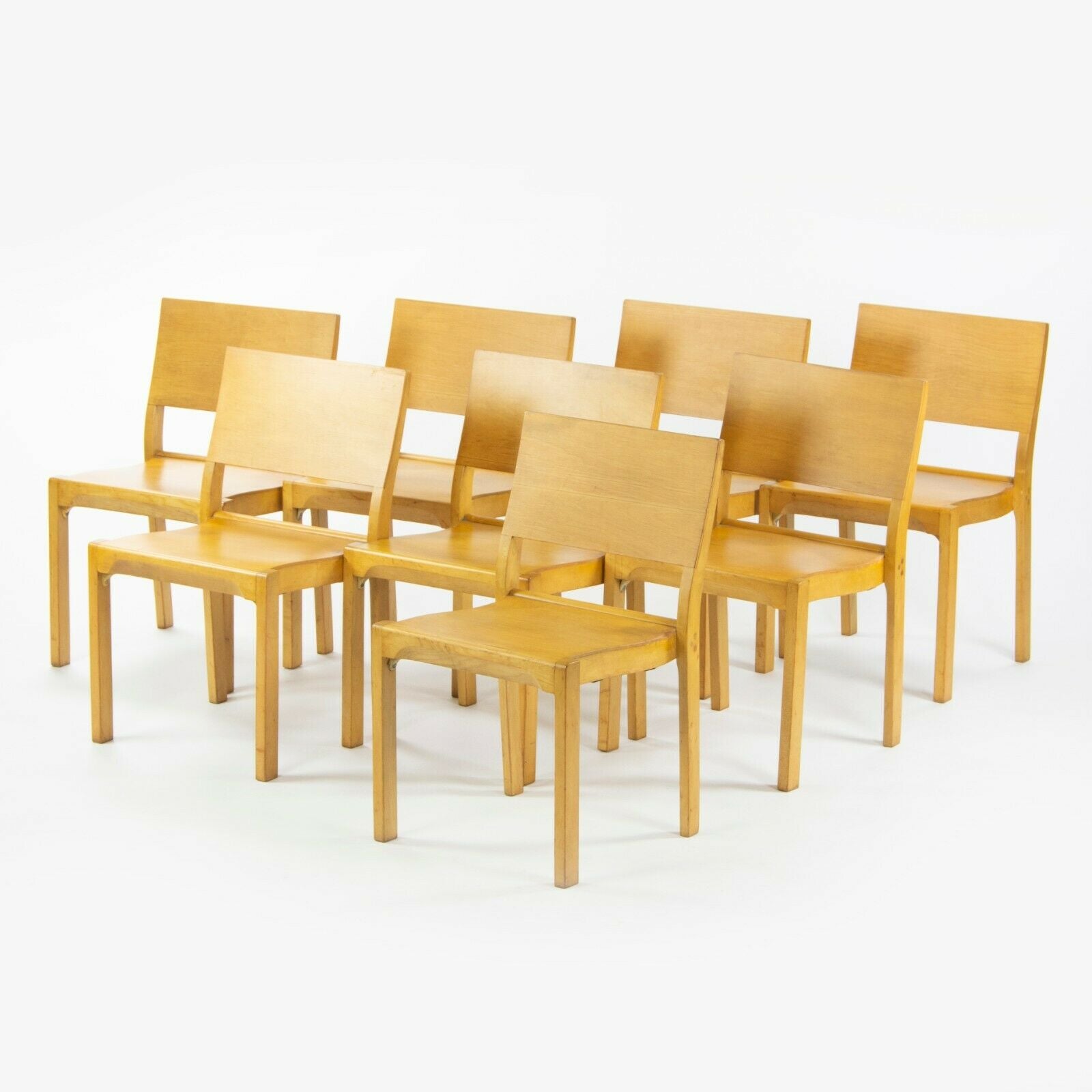 SOLD 1951 Set of 8 Alvar Aalto No. 611 Stacking Dining Chairs by Artek of Finland