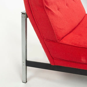 SOLD 1950s Florence Knoll Associates Parallel Bar Lounge Chair Original Red Fabric