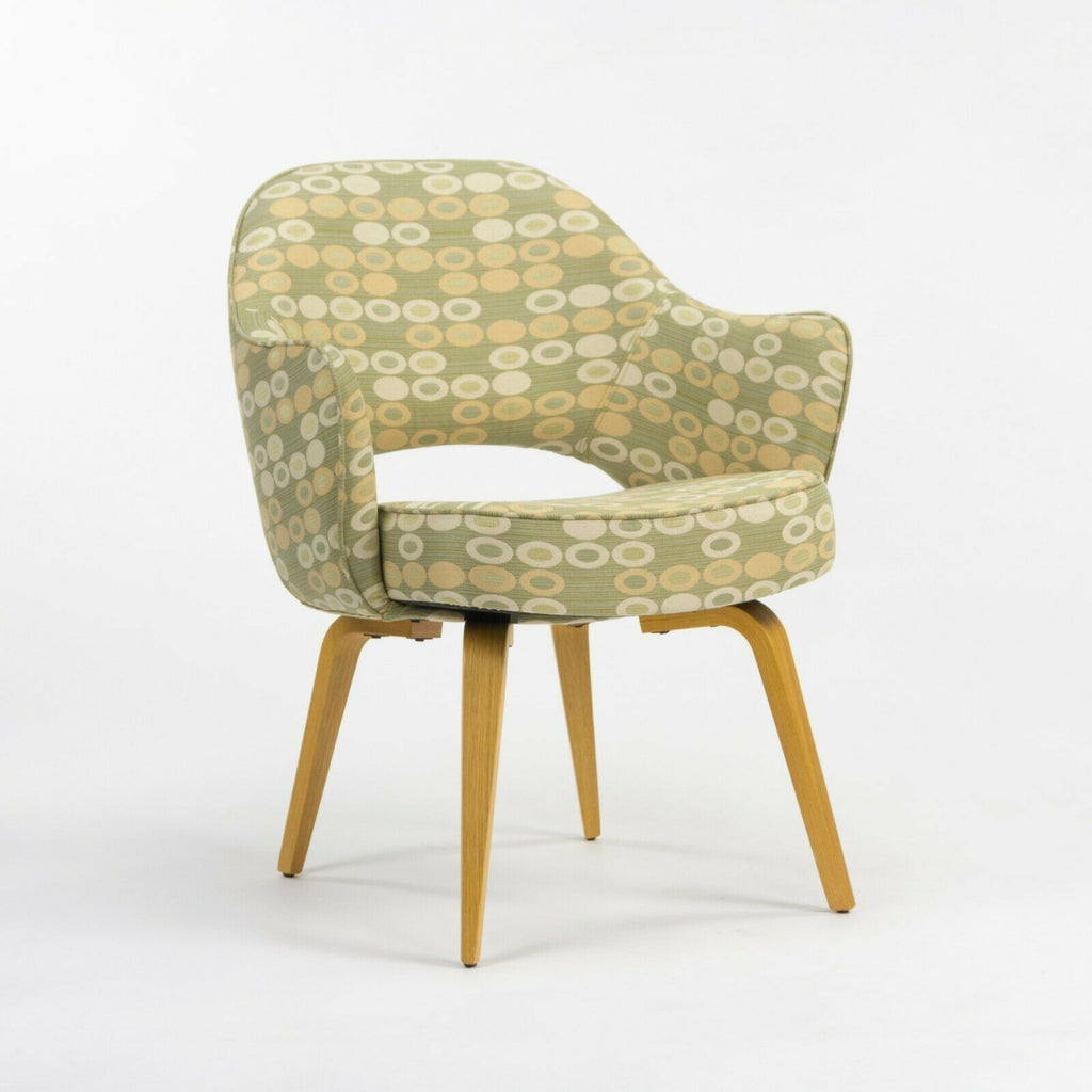 SOLD 2020 Eero Saarinen for Knoll Executive Arm Chair w/ Wood Legs & Abacus Fabric