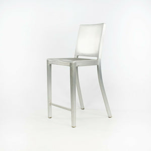 SOLD 2010s Pair of Philippe Starck Emeco Hudson Counter Stool with Brushed Aluminum Finish.