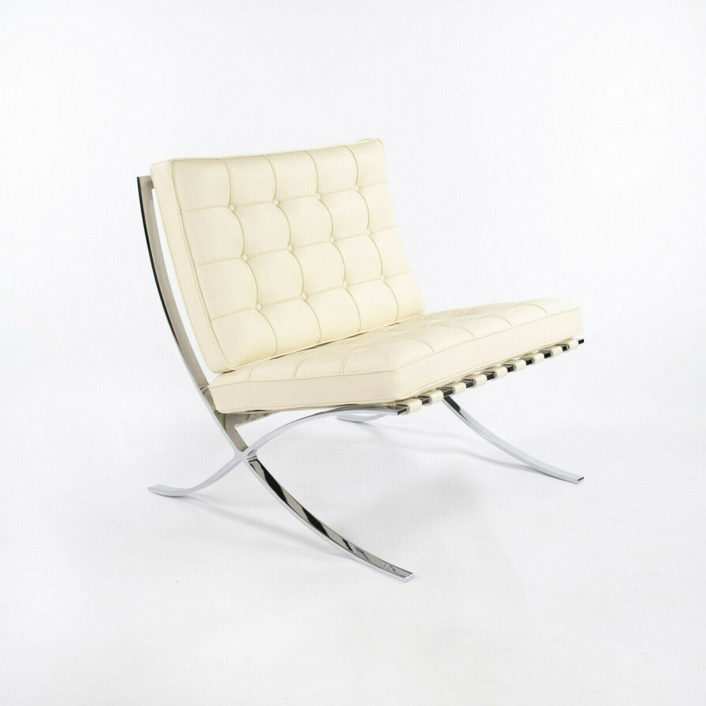 SOLD 2021 Mies Van Der Rohe for Knoll Barcelona Lounge Chair in Ivory / Creme Leather