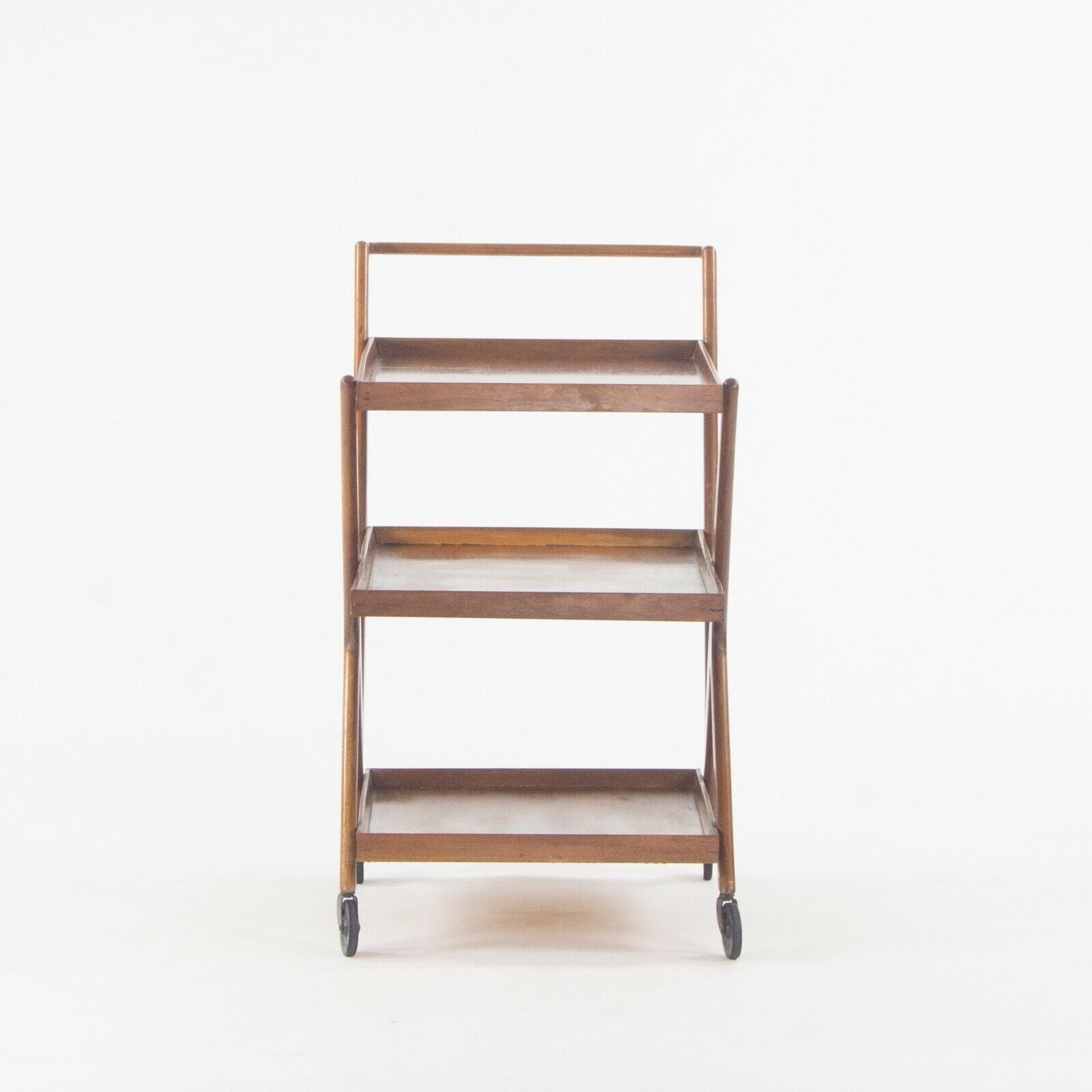 SOLD 1950s Italian Modern Cesare Lacca Bar Cart Serving Tea 3-Tier Walnut Ico Parisi
