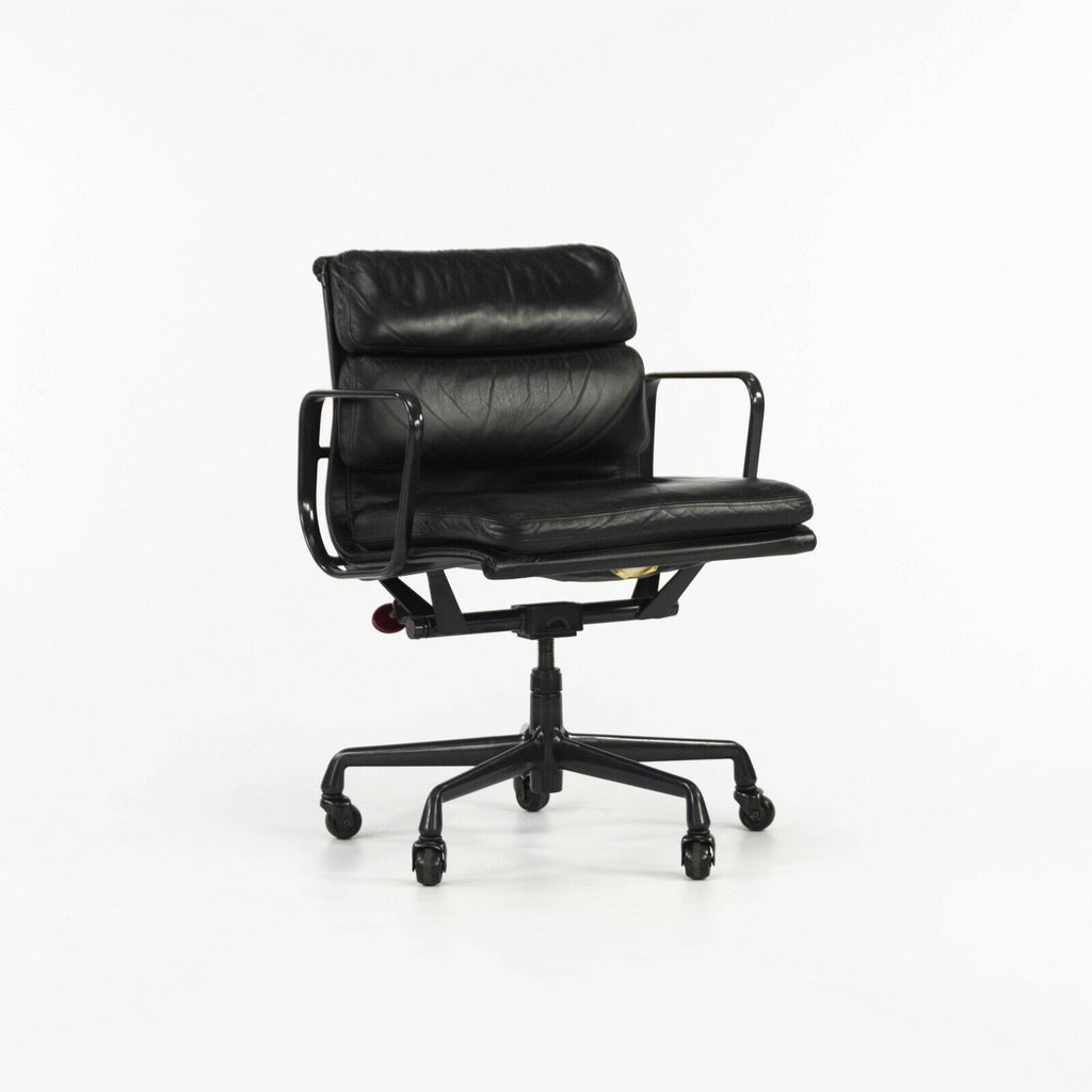 SOLD 1990s Herman Miller Eames Aluminum Group Soft Pad Management Chair Black Leather