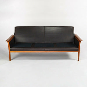 SOLD 1960s Knut Saeter for Vatne Mobler 3 Seater Sofa in Brown Leather and Teak