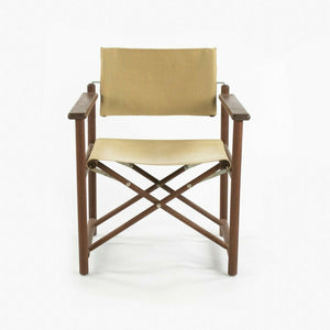 1960s Danish Modern Walnut and Canvas Folding Campaign Chair