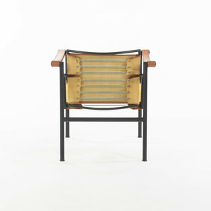 SOLD 1980s Vintage Pair Le Corbusier Cassina LC1 Basculant Lounge Chairs Canvas Upholstery