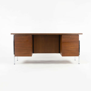 1950s Florence Knoll Double Pedestal Walnut Chrome and Laminate Executive Desk