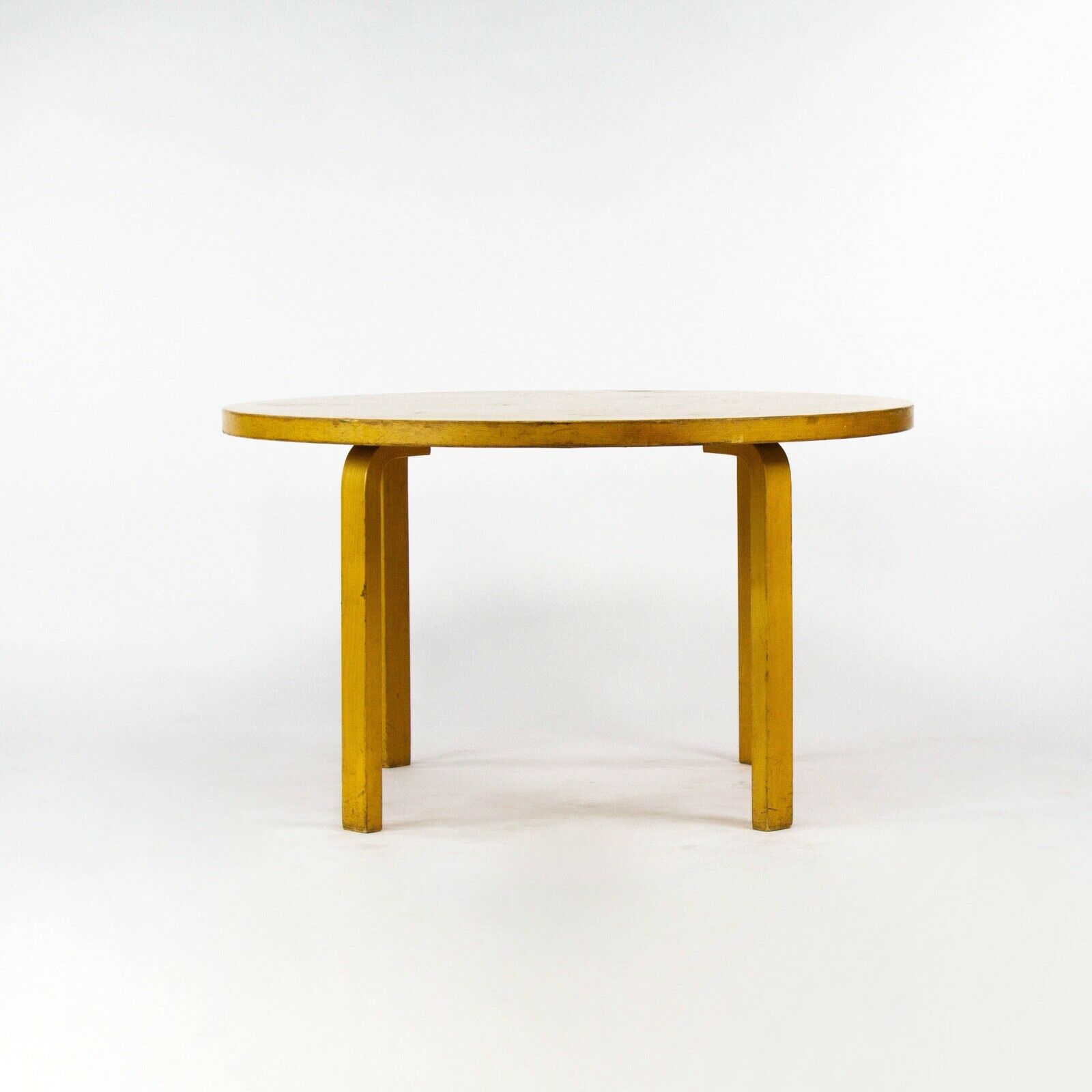 SOLD 1960s Alvar Aalto for Artek & ICF Bent L Leg Round Dining Table No. 91 in Birch