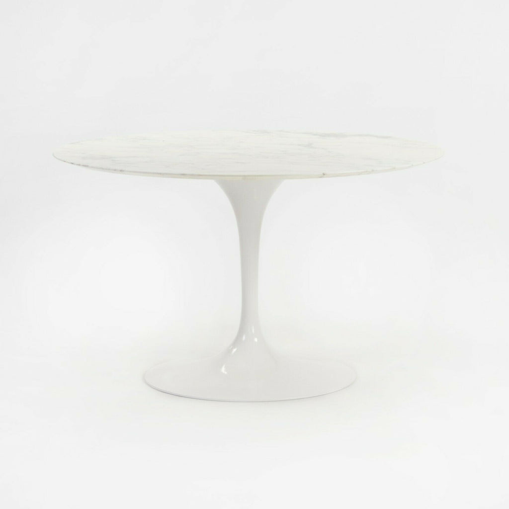 SOLD 2010 Knoll Eero Saarinen 47 Inch Marble Tulip Dining Table With White Base