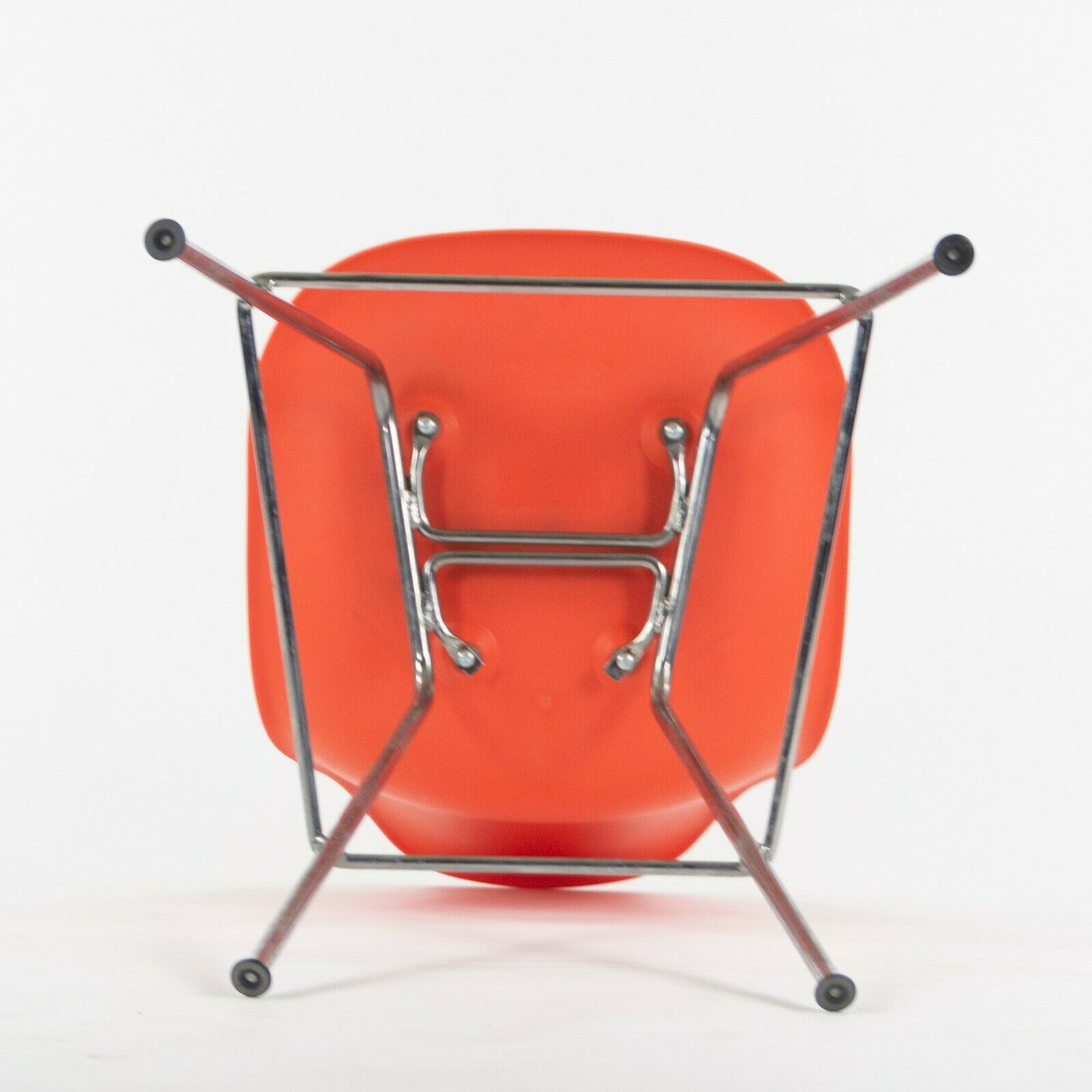 SOLD Ray and Charles Eames Herman Miller Molded Shell Bar Stool Chair Red/Orange