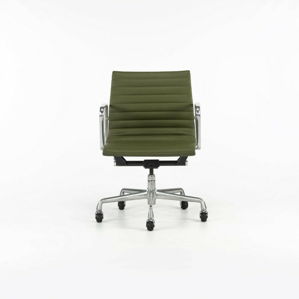 SOLD 2010s Herman Miller Eames Aluminum Group Management Desk Chair in Green Leather