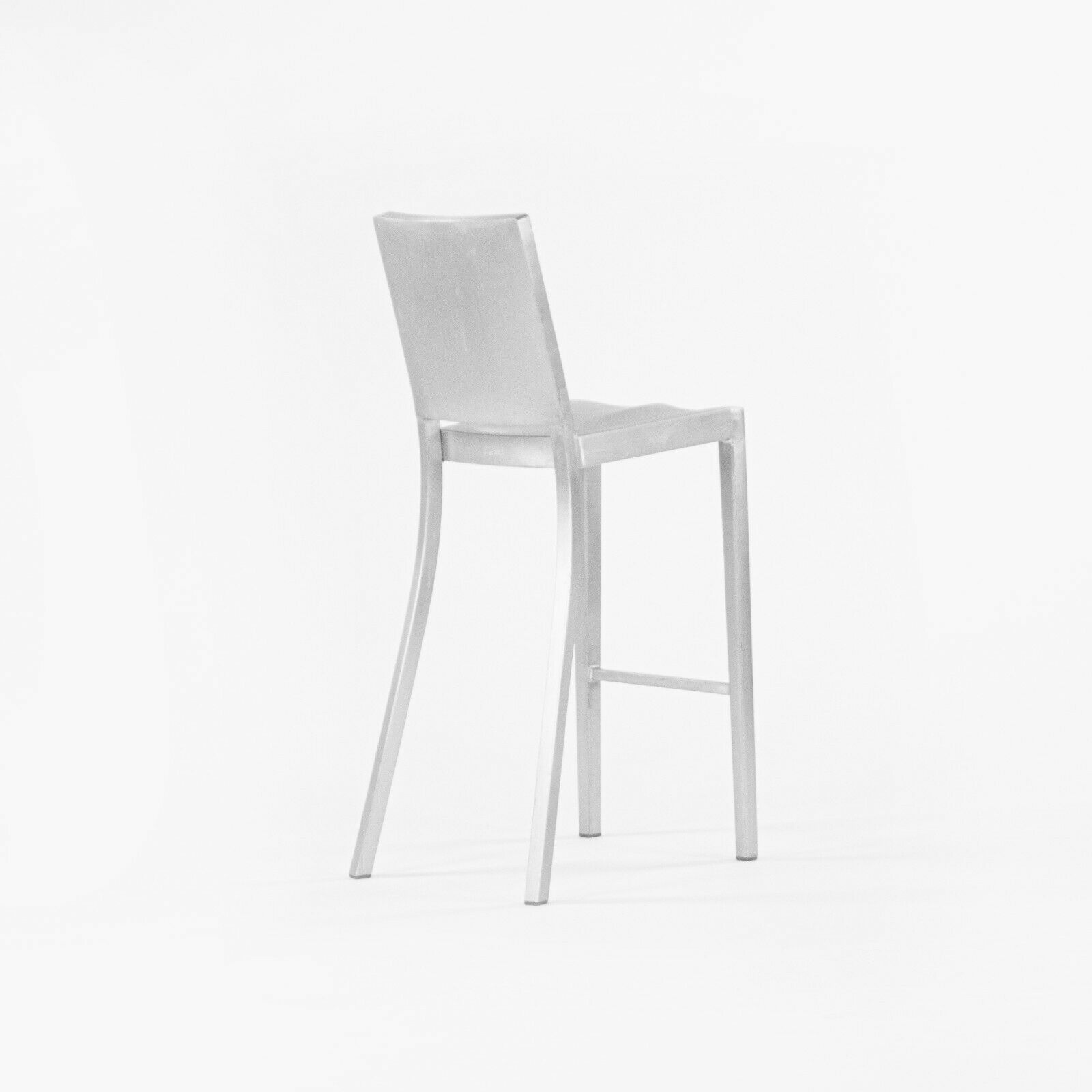 SOLD 2010s Philippe Starck for Emeco Hudson Bar Stool Pair Brushed Aluminum Finish