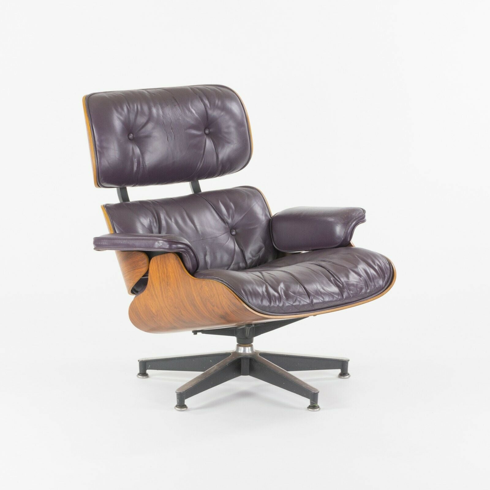 SOLD 1980s Herman Miller Eames Lounge Chair and Ottoman 670 and 671 Purple Leather