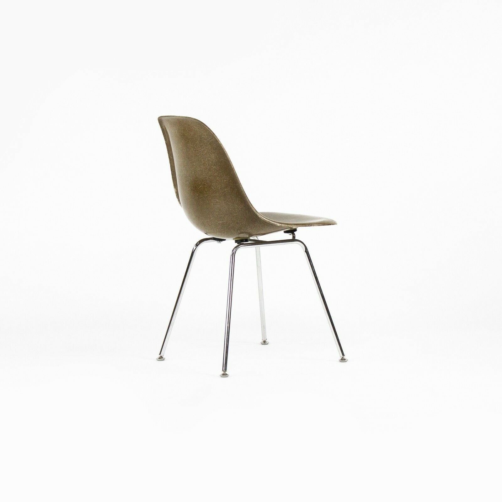 SOLD 2010s Eames Modernica Case Study Pumpernickel Fiberglass Side Shell Chair with H-Base