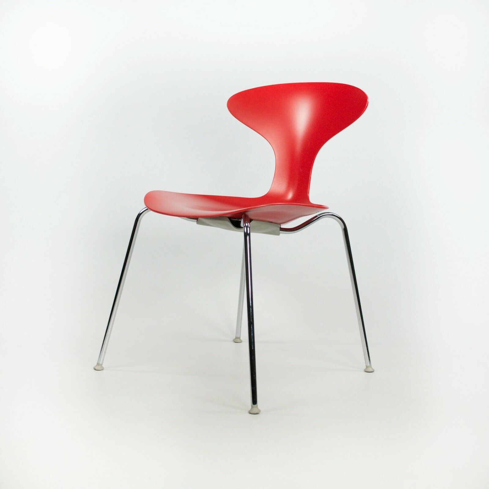 2010s Ross Lovegrove Orbit Chair by Bernhardt Design in Red Plastic Chrome Legs