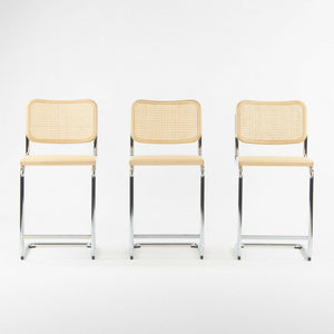 SOLD 2021 Marcel Breuer for Knoll Cesca Counter Stools w Cane Seat and Back Set of 3