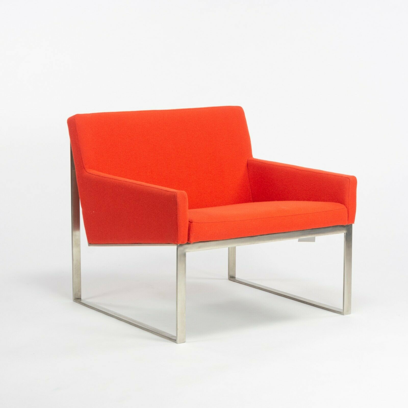 SOLD Pair of Fabien Baron Bernhardt Design B.3 Orange/Red Kvadrat Wool Lounge Chairs