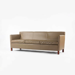 SOLD 2010s Mies Van Der Rohe Knoll Studio Dark Tan Leather Krefeld Three Seat Sofa