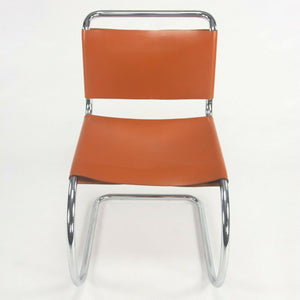 SOLD 1970s Set of 6 Mies Van Der Rohe for Knoll MR Dining Chairs in Cognac Leather