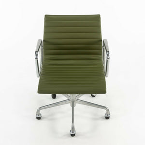SOLD 2010s Herman Miller Eames Aluminum Group Management Desk Chair in Green Leather