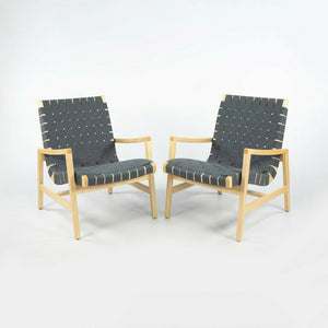 SOLD 2021 Pair of Jens Risom for Knoll Lounge Chair with Arms Gray Cotton and Maple