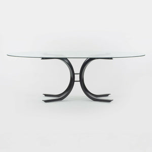 1970s Osvaldo Borsani Dining Table for Stow Davis with Glass Top and Steel Base