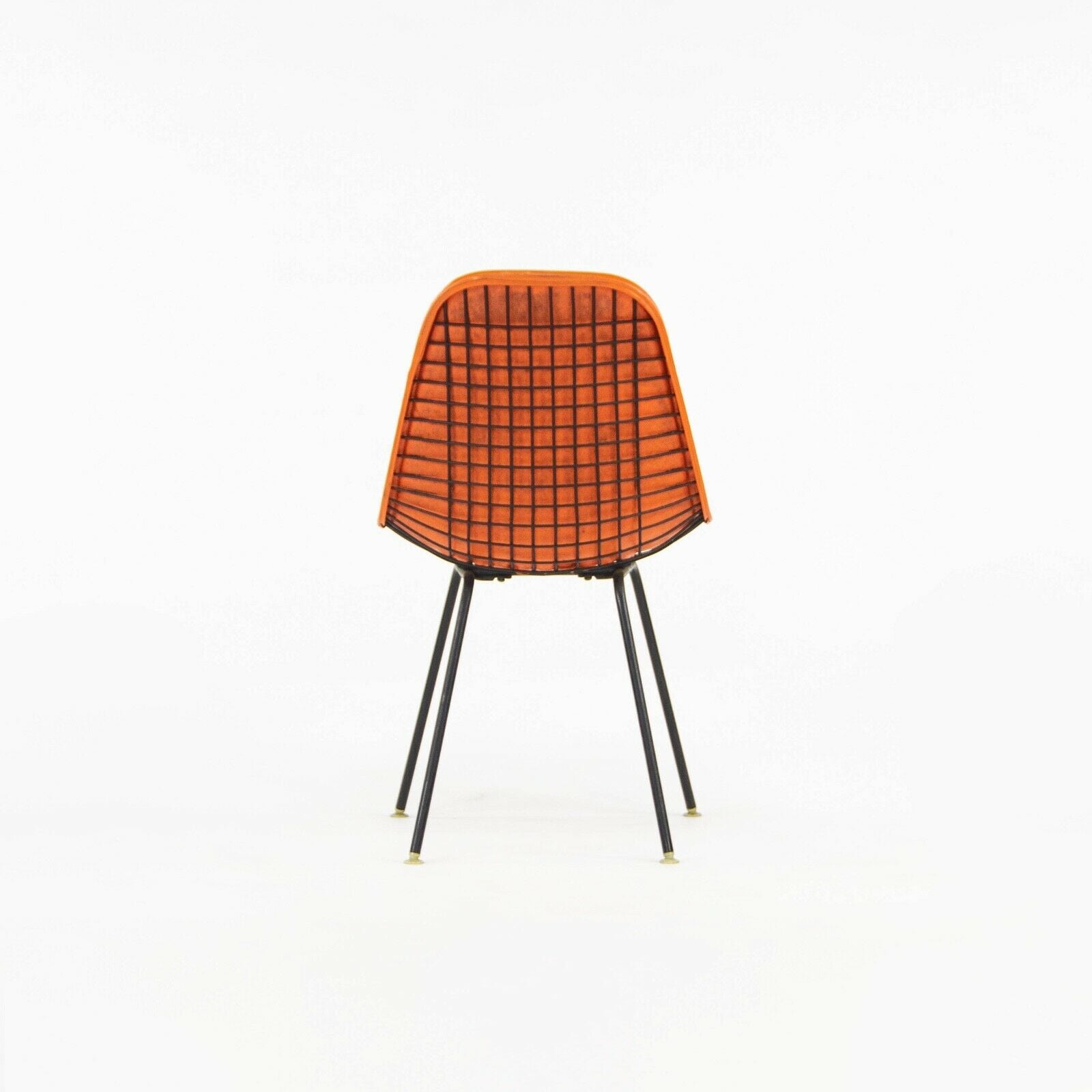 1957 Herman Miller Eames DKX Wire Dining Chair with Full Naugahyde Orange Pad