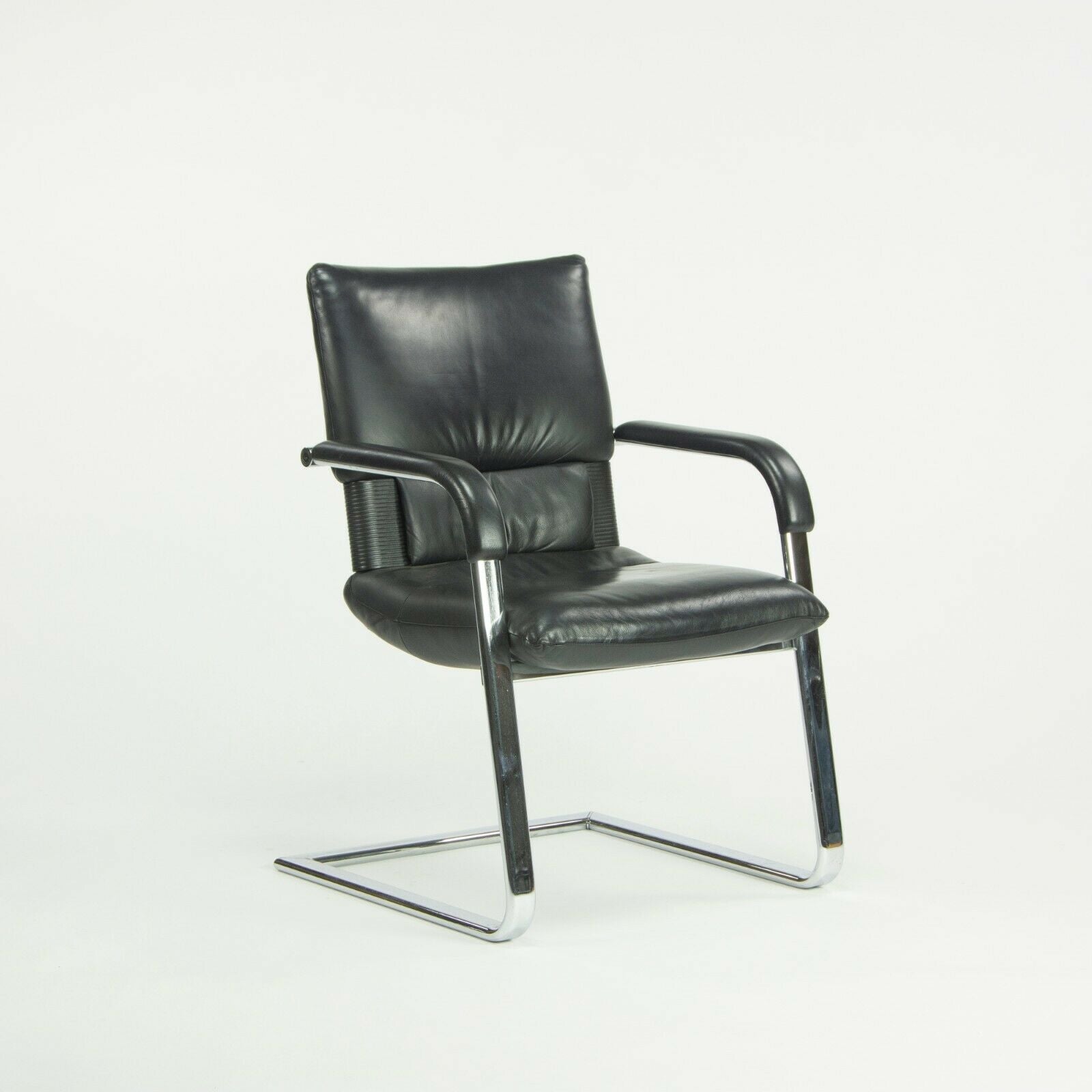 Pair of 1986 Mario Bellini for Vitra Figura Imago Arm Chairs in Black Leather