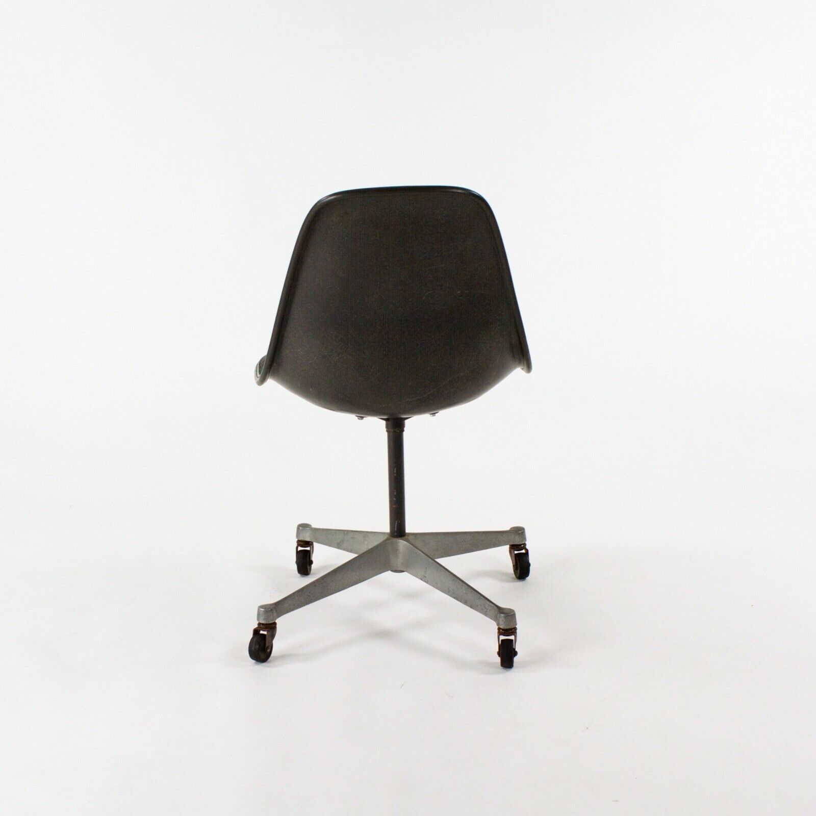 SOLD 1980s Herman Miller Eames Black Fabric Upholstered Side Shell Chair with Wheels