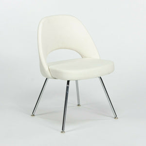 SOLD Eero Saarinen Knoll 2020 White Leather Executive Side Chair with Chrome Legs 2x Available