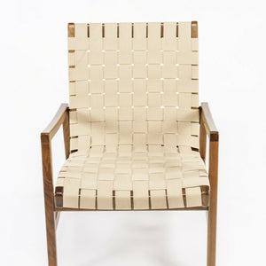 SOLD 2021 Jens Risom for Knoll Lounge Chair with Arms in Light Walnut & Flax Cotton