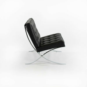 SOLD 2022 Mies van der Rohe for Knoll Barcelona Lounge Chair in Black Leather 2x Available