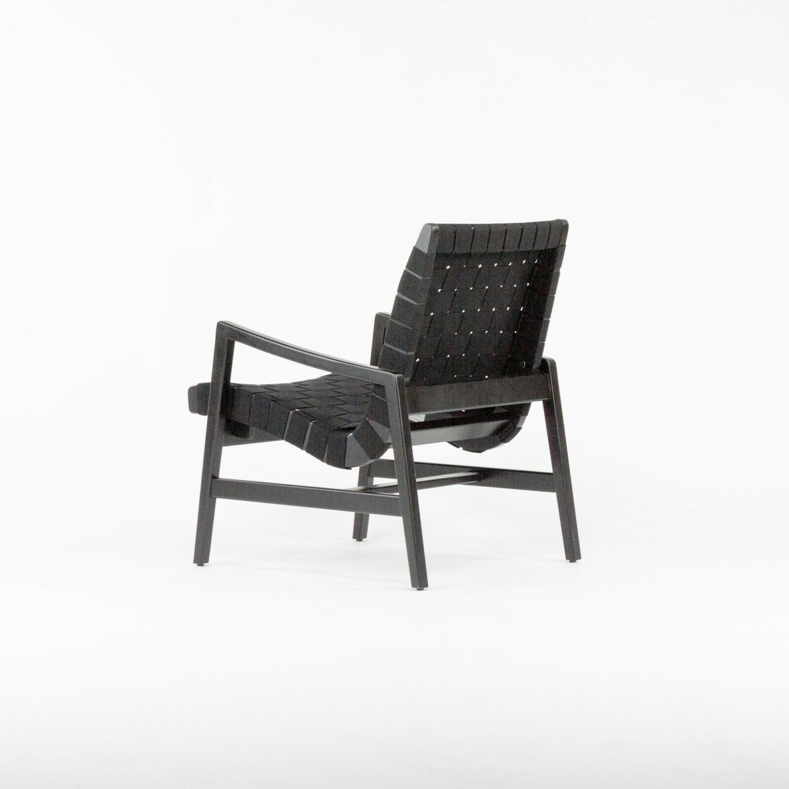 SOLD 2021 Jens Risom for Knoll Ebonized Maple & Black Cotton Lounge Chair with Arms