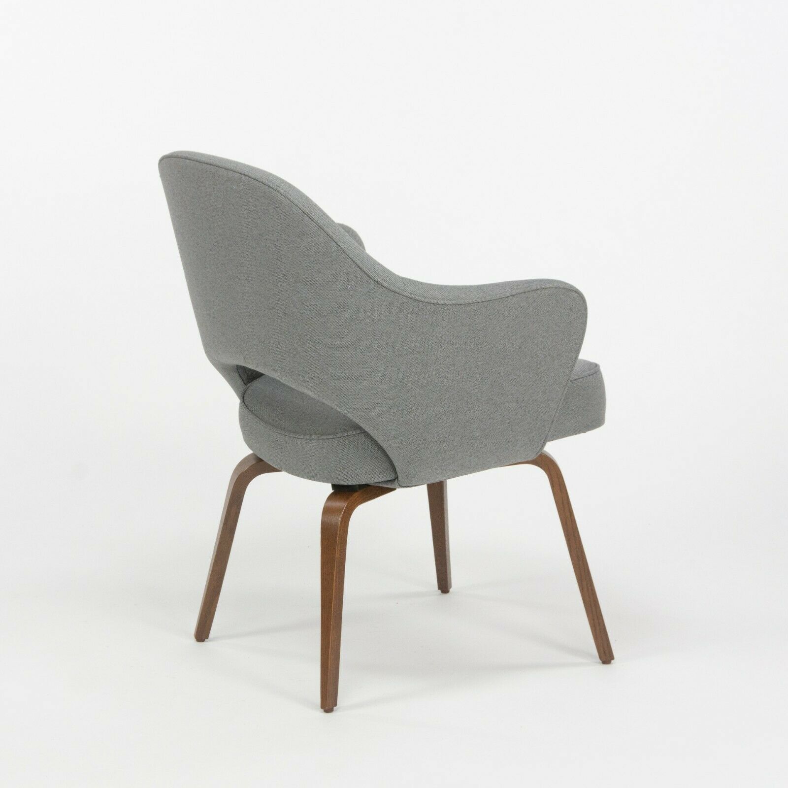 SOLD Eero Saarinen for Knoll 2020 Grey Fabric Executive Armchair with Wooden Legs
