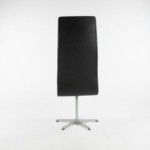 1960s Set of Four Arne Jacobsen for Fritz Hansen High Oxford Dining Chairs in Black Vinyl